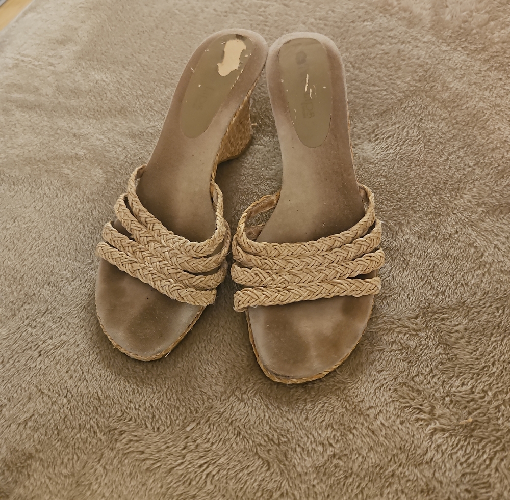 Two Lips Tan Braided Wedge Sandals